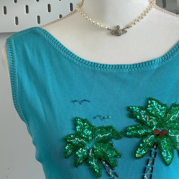 Blue ocean coconut girl island core y2k beaded top - Picture 2 of 6